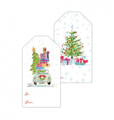 Christmas Gift Tags, Car & Tree with Gifts, Roseanne Beck